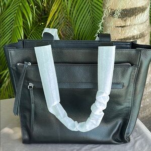 Nordstrom Black Leather Tote Bag NWOT